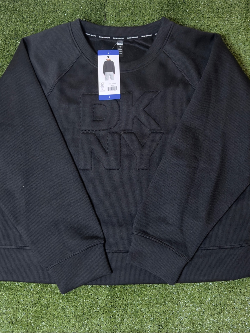 DKNY Womens Logo Crewneck Sweater